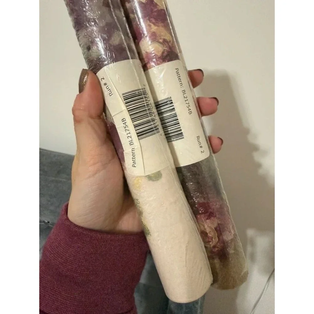 (2) Wallquest Prepasted Border Floral With Greenery on Earth Tones 10.25”
